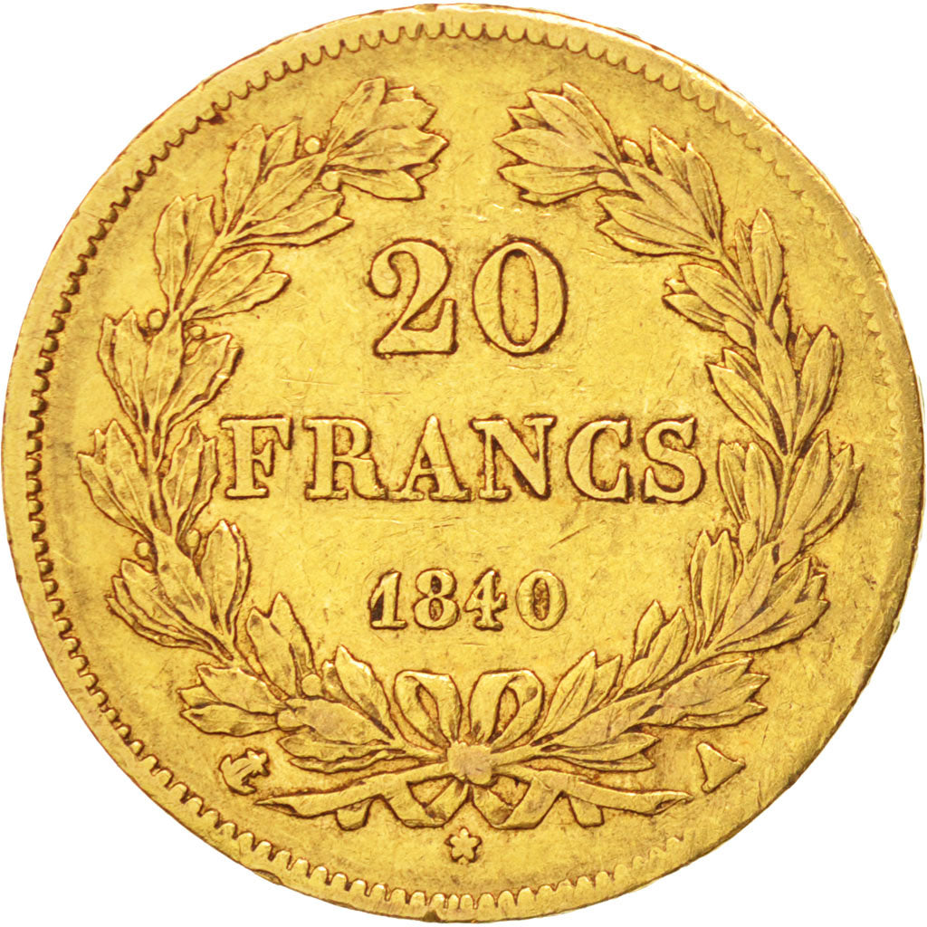 FRANCE, Louis-Philippe, 20 Francs, 1840, Paris, KM #750.1, EF(40-45), Gold,...