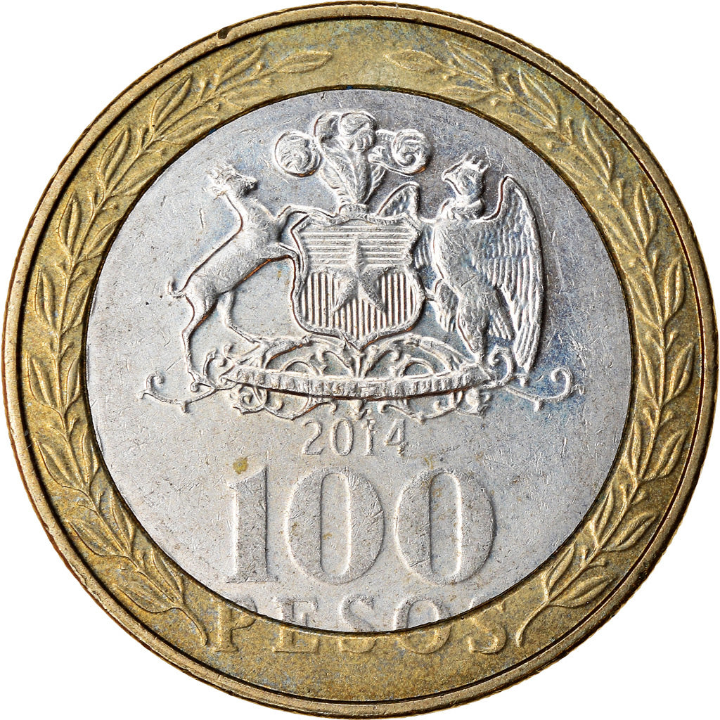 Münze, Chile, 100 Pesos, 2014, Santiago, SS, Bi-Metallic