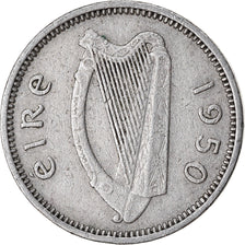Coin, IRELAND REPUBLIC, 3 Pence, 1950, EF(40-45), Copper-nickel, KM:12a