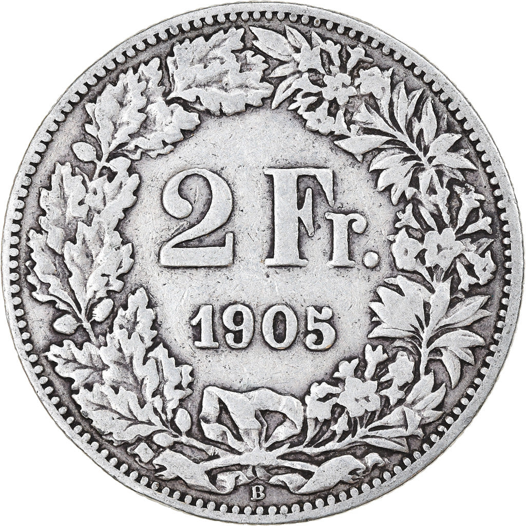 Coin, Switzerland, 2 Francs, 1905, Bern, VF(20-25), Silver, KM:21