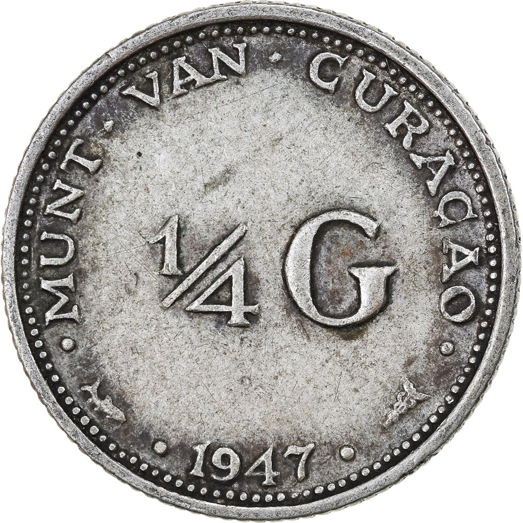 Münze, Curacao, 1/4 Gulden, 1947, Denver, S+, Silber, KM:44