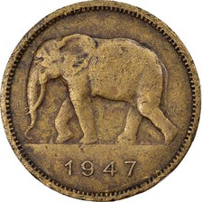 Moneda, Congo belga, 2 Francs, 1947, MBC, Latón, KM:28