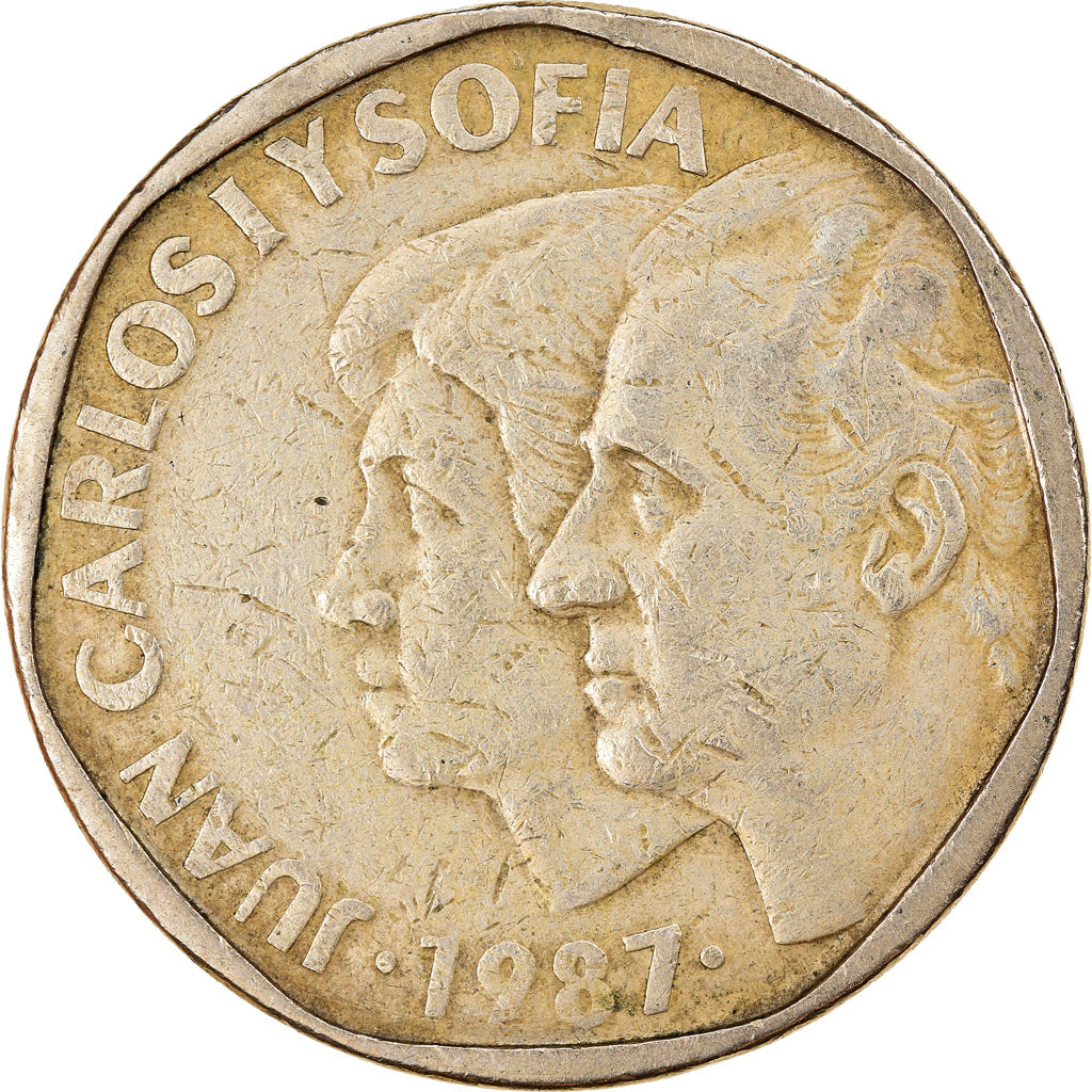 Münze, Spanien, Juan Carlos I, 500 Pesetas, 1987, S+, Aluminum-Bronze, KM:831