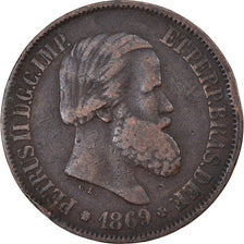 Moneta, Brazylia, Pedro II, 20 Reis, 1869, VF(20-25), Bronze, KM:474