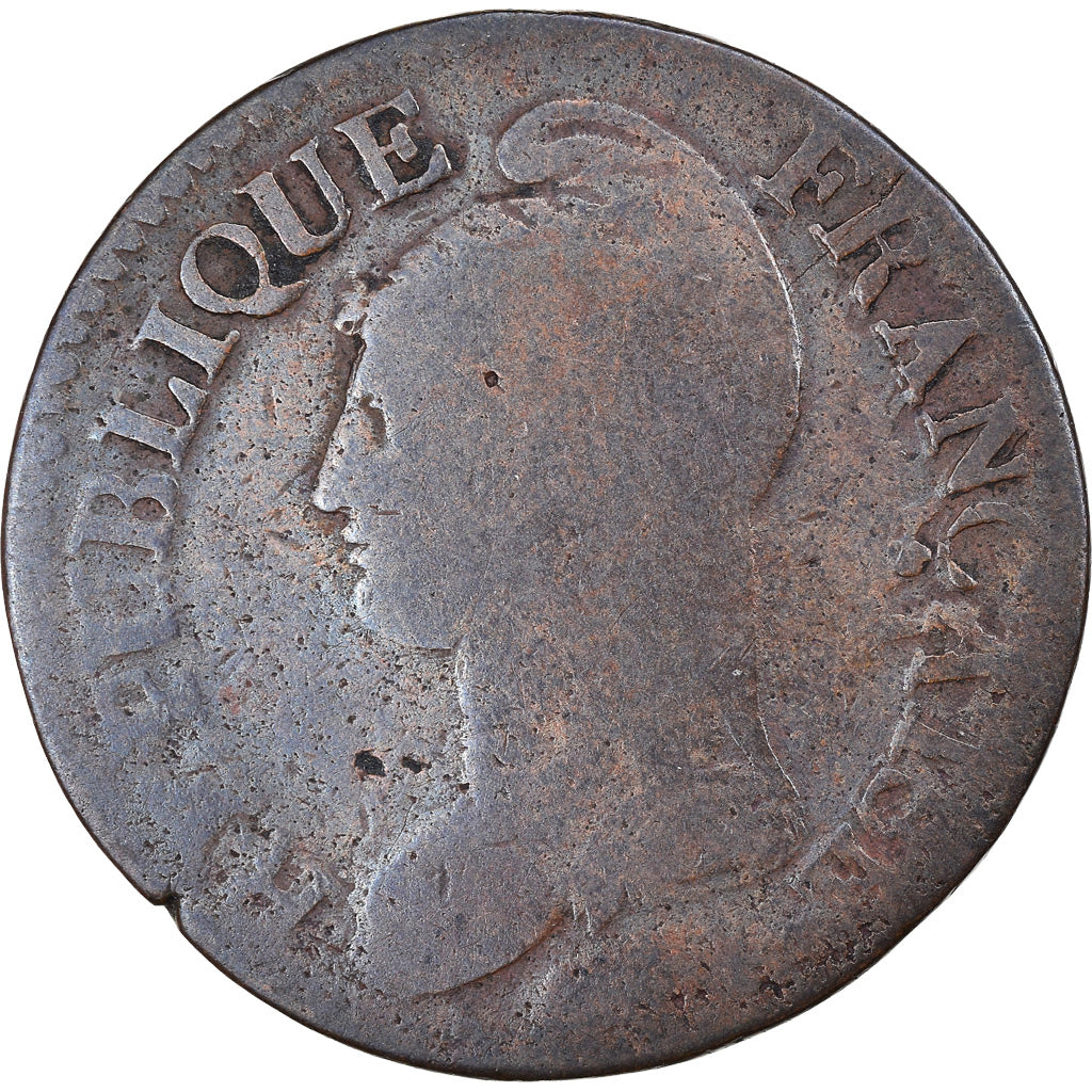 Moneta, Francia, Dupré, 5 Centimes, AN 8, Lyon, B, Bronzo, KM:640.5