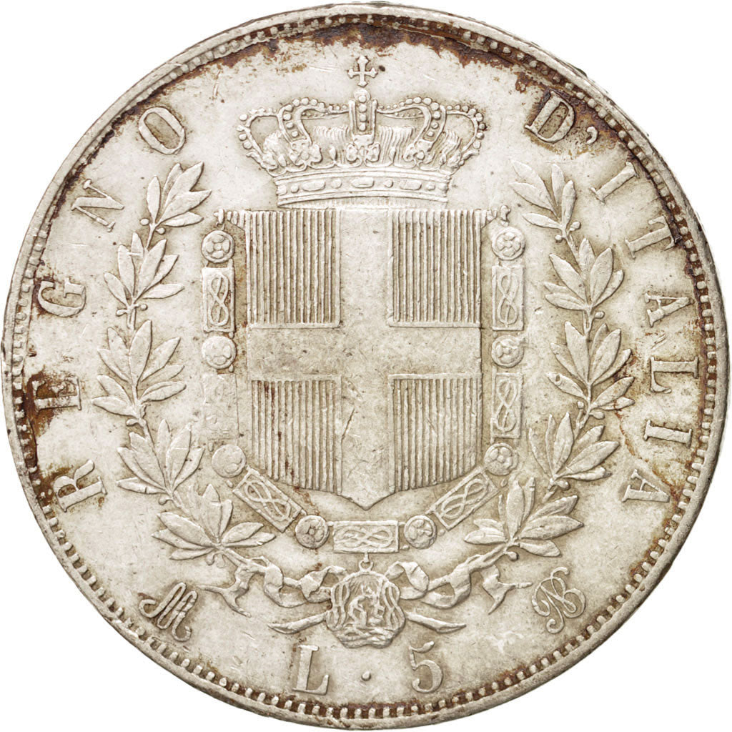 Coin, Italy, Vittorio Emanuele II, 5 Lire, 1870, Milan, EF(40-45), Silver