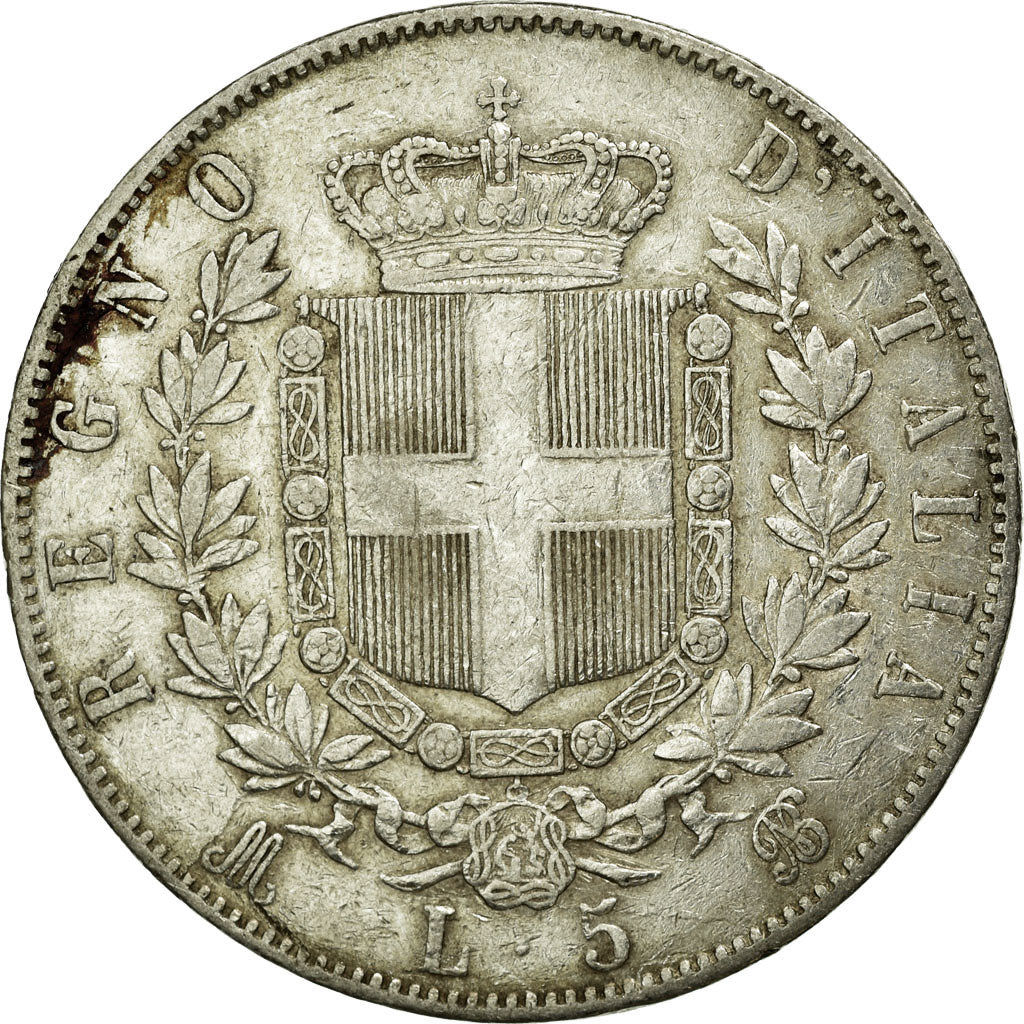 Monnaie, Italie, Vittorio Emanuele II, 5 Lire, 1871, Milan, TB+, Argent, KM:8.3