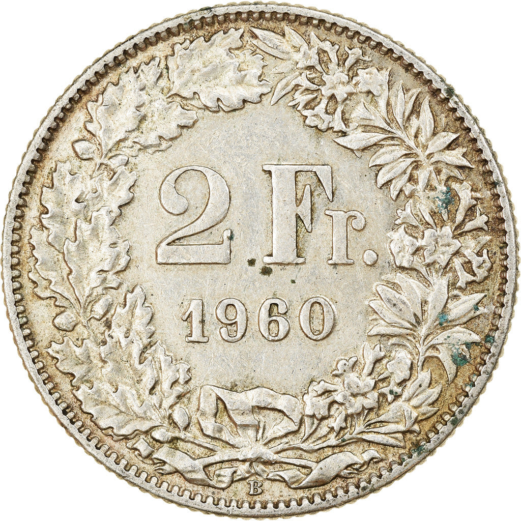 Münze, Schweiz, 2 Francs, 1960, SS, Silber, KM:21