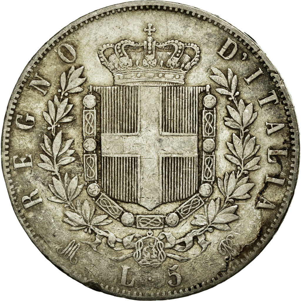 Coin, Italy, Vittorio Emanuele II, 5 Lire, 1872, Milan, VF(20-25), Silver