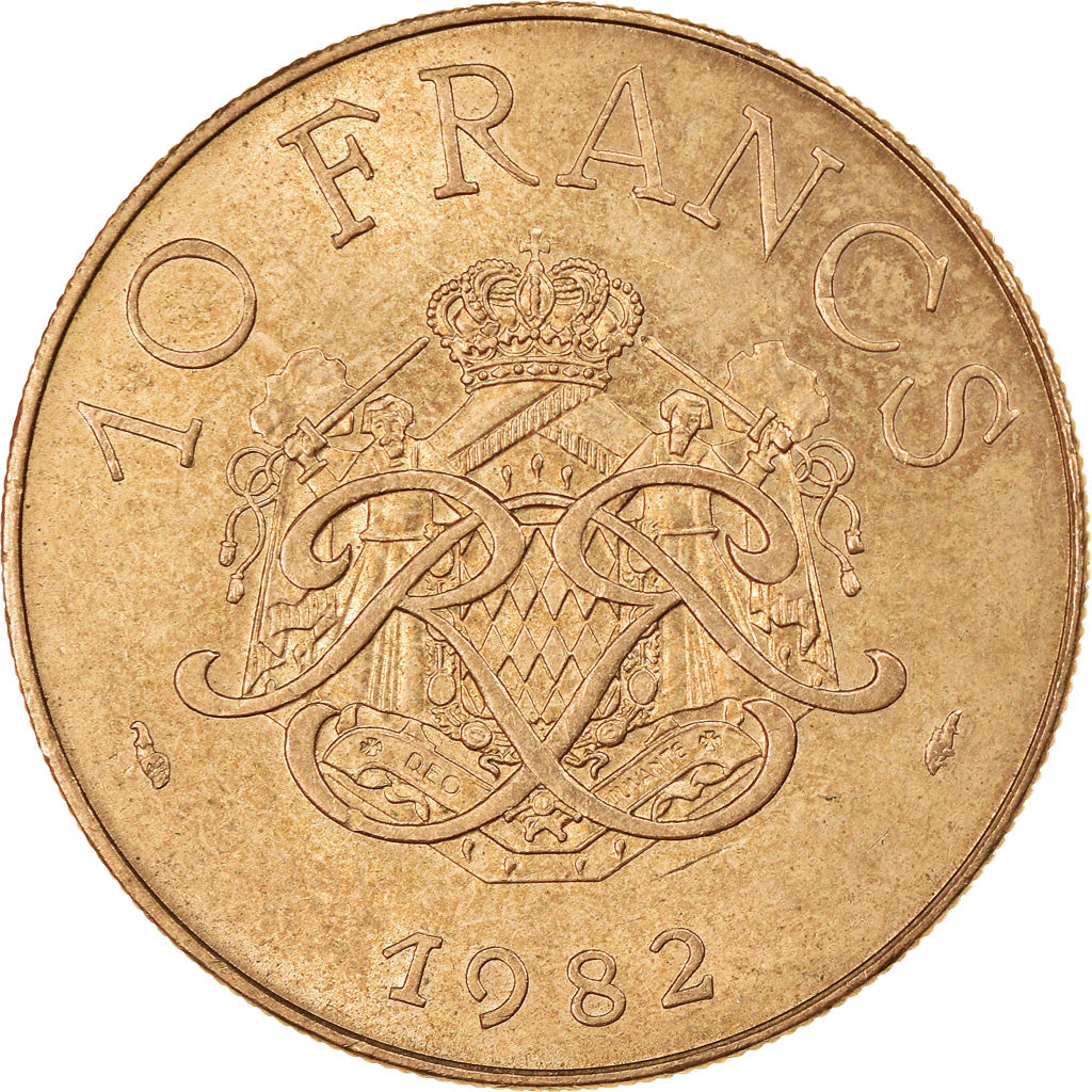 Coin, Monaco, Rainier III, 10 Francs, 1982, EF(40-45), Copper-Nickel-Aluminum