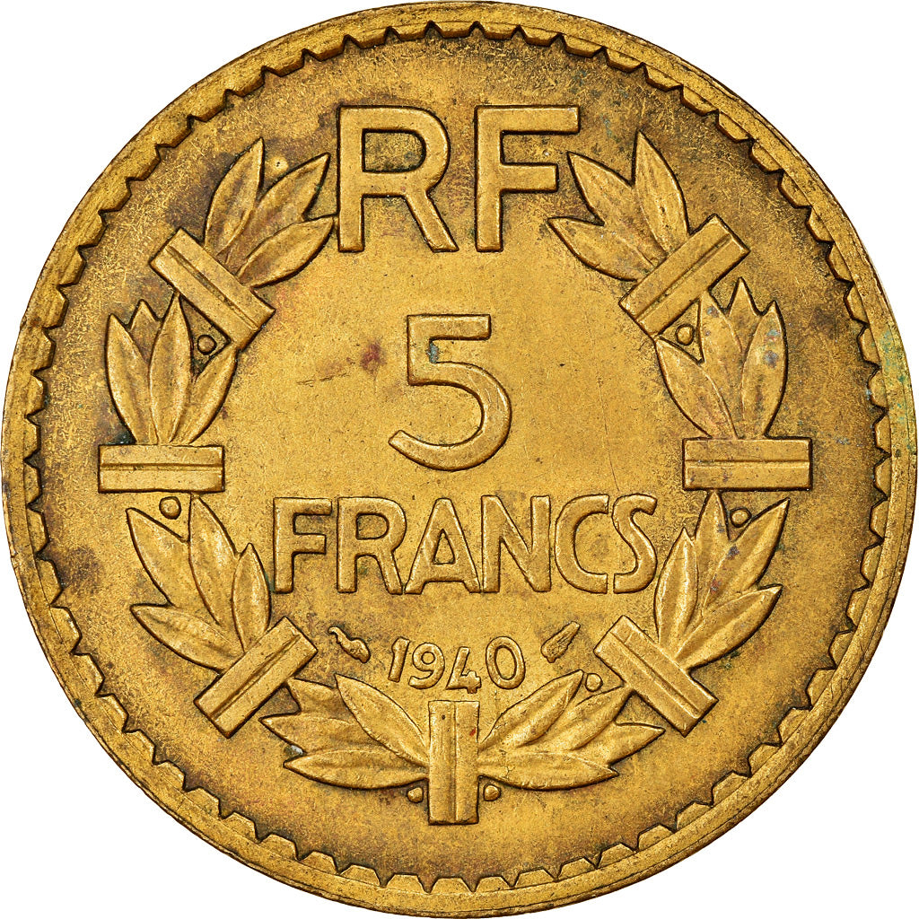 Moneda, Francia, Lavrillier, 5 Francs, 1940, MBC, Aluminio - bronce, KM:888a.1