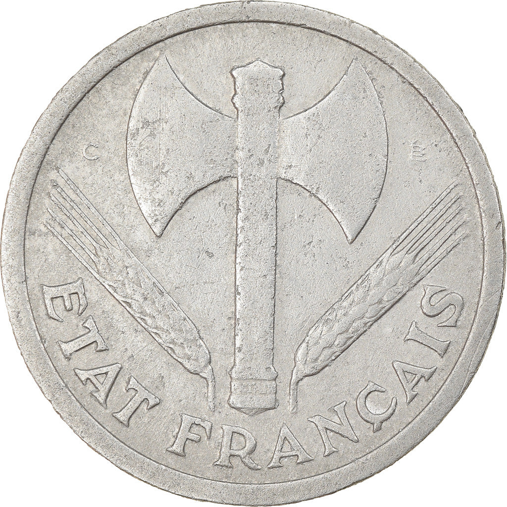 Francia, Morlon, 2 Francs, 1944, Paris, BC+, Aluminio, KM:886a.1, Gadoury:538a