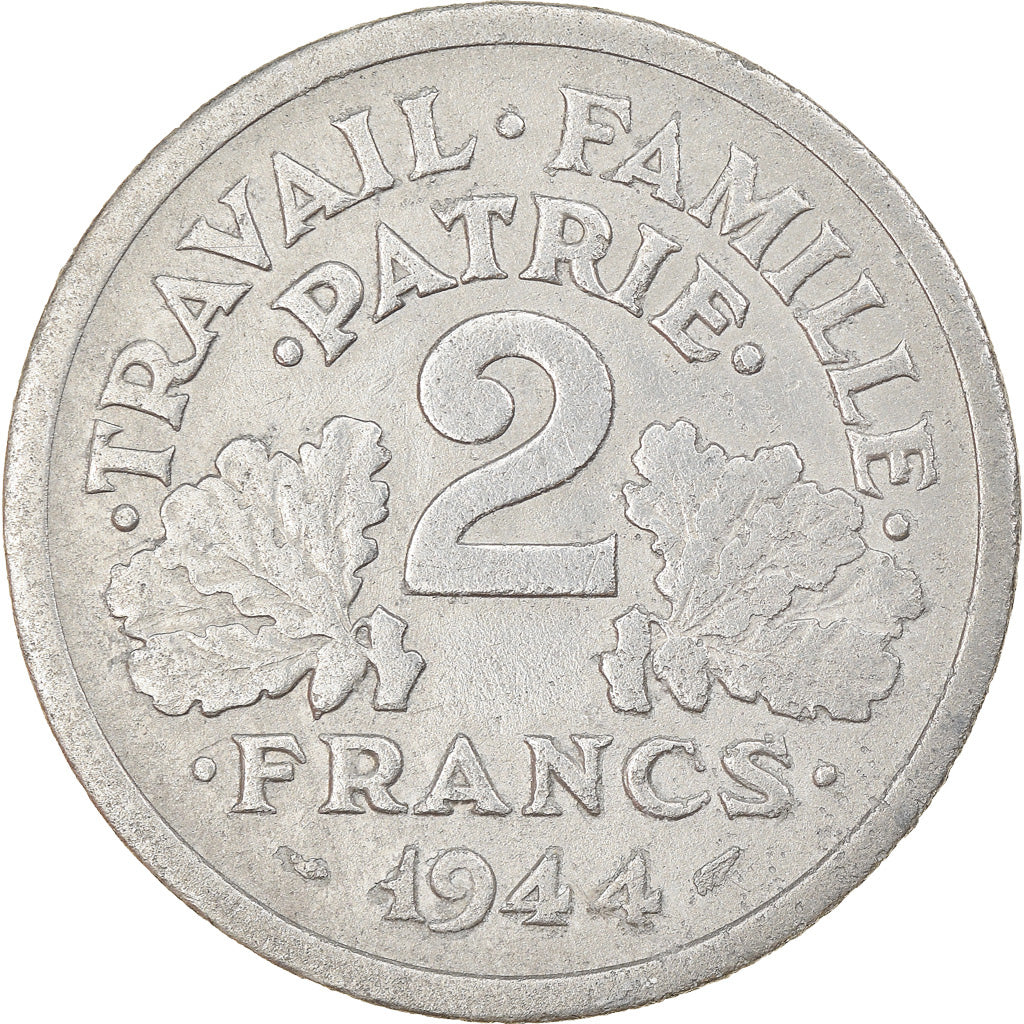 Francia, Morlon, 2 Francs, 1944, Paris, BC+, Aluminio, KM:886a.1, Gadoury:538a