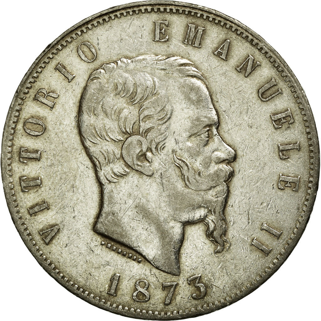Münze, Italien, Vittorio Emanuele II, 5 Lire, 1873, Milan, S, Silber, KM:8.3