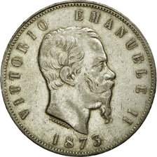 Münze, Italien, Vittorio Emanuele II, 5 Lire, 1873, Milan, S, Silber, KM:8.3
