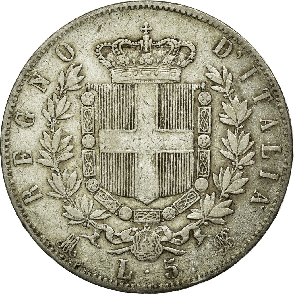 Coin, Italy, Vittorio Emanuele II, 5 Lire, 1874, Milan, VF(20-25), Silver