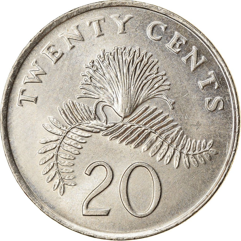 Coin, Singapore, 20 Cents, 1986, British Royal Mint, EF(40-45), Copper-nickel