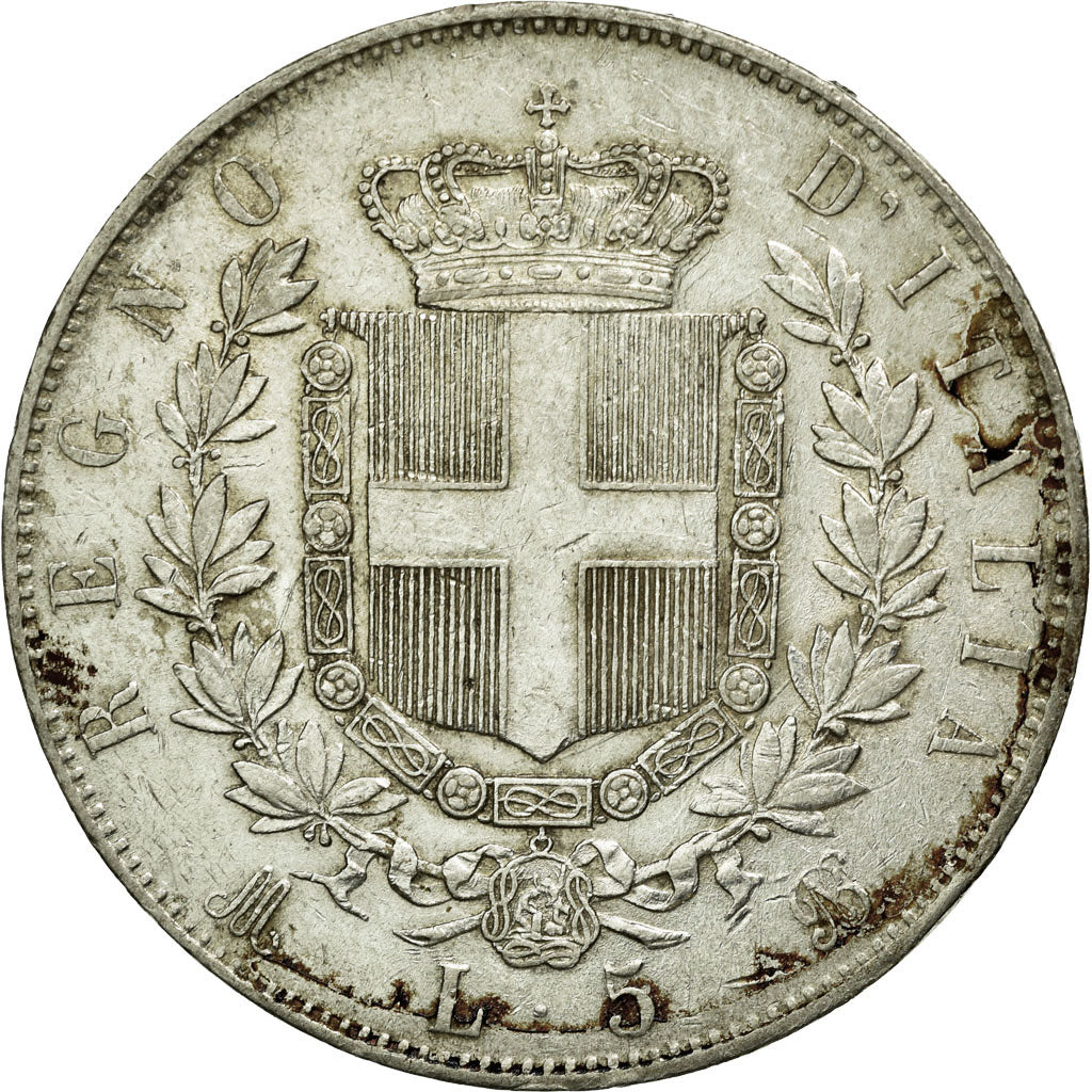 Moneta, Italia, Vittorio Emanuele II, 5 Lire, 1874, Milan, MB+, Argento, KM:8.3