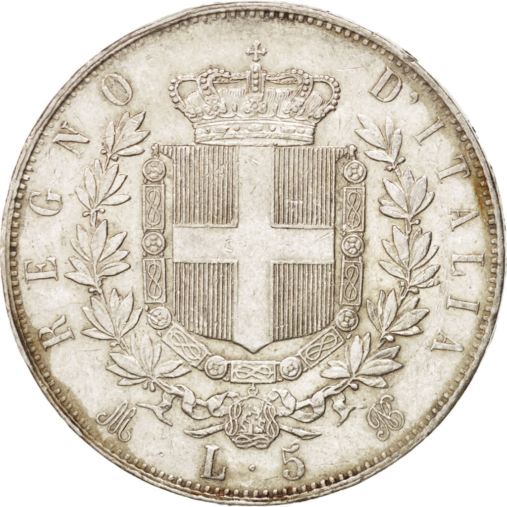 Coin, Italy, Vittorio Emanuele II, 5 Lire, 1874, Milan, VF(30-35), Silver