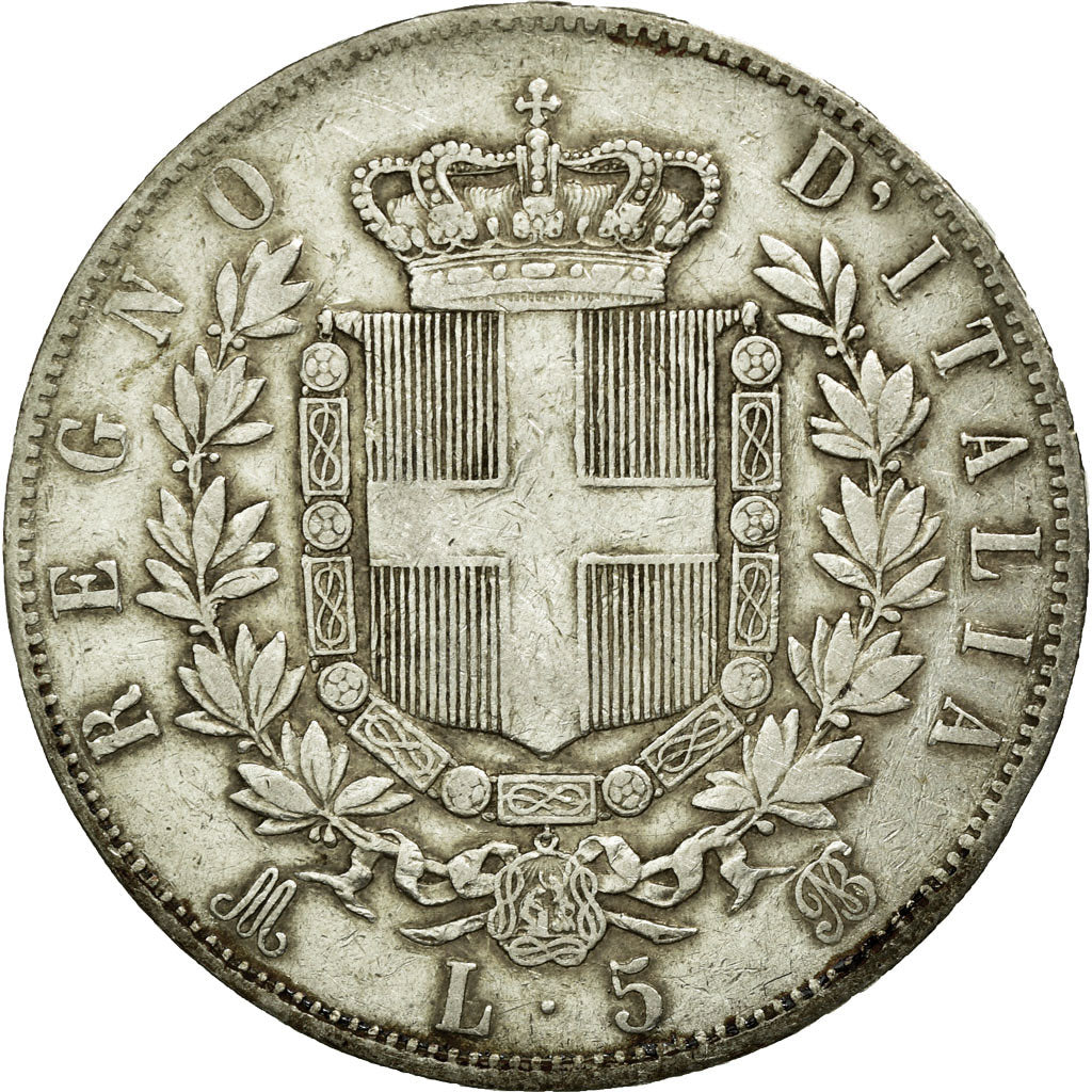 Coin, Italy, Vittorio Emanuele II, 5 Lire, 1874, Milan, VF(20-25), Silver