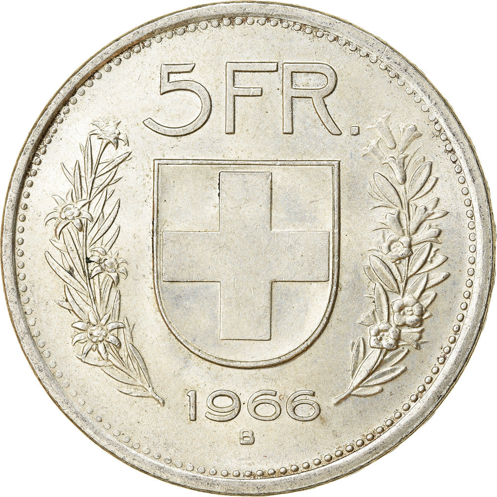Münze, Schweiz, 5 Francs, 1966, Bern, VZ, Silber, KM:40