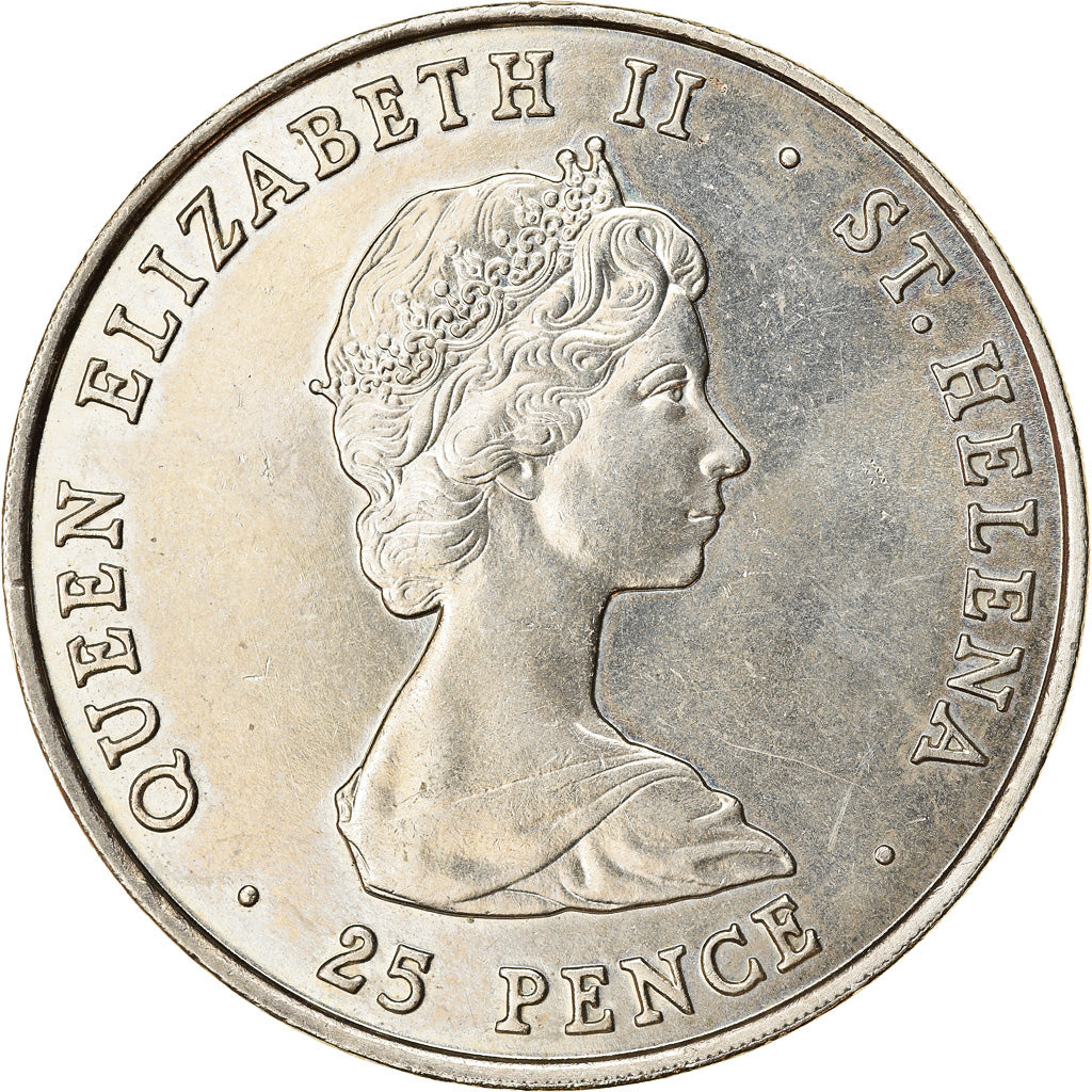 Moneta, Sant’Elena, Elizabeth II, 25 Pence, Crown, 1980, BB, Rame-nichel, KM:8
