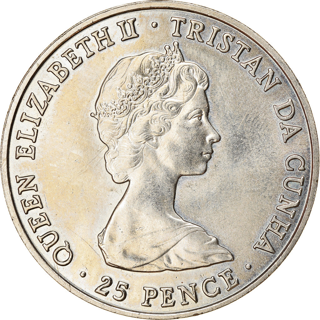 Coin, Tristan Da Cunha, Elizabeth II, 25 Pence, 1980, EF(40-45), Copper-nickel