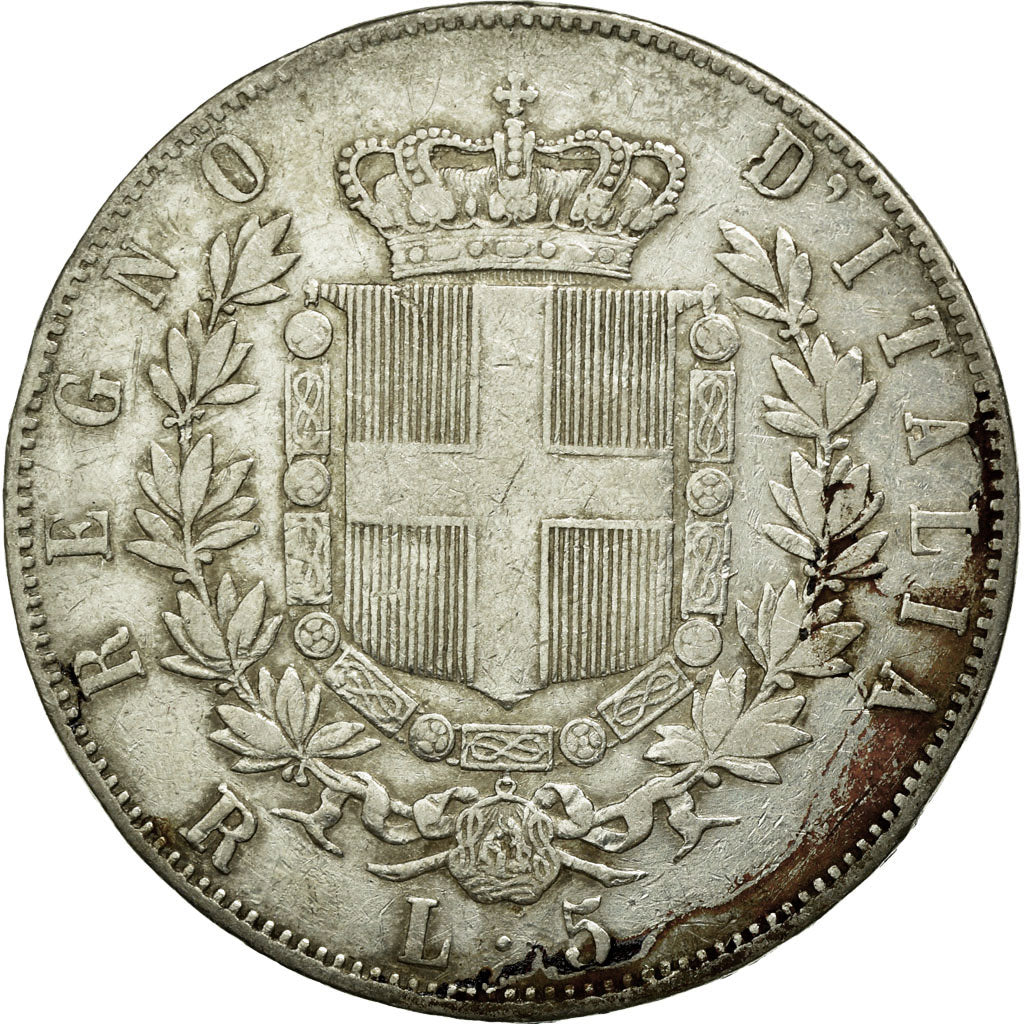 Coin, Italy, Vittorio Emanuele II, 5 Lire, 1876, Rome, VF(30-35), Silver, KM:8.4
