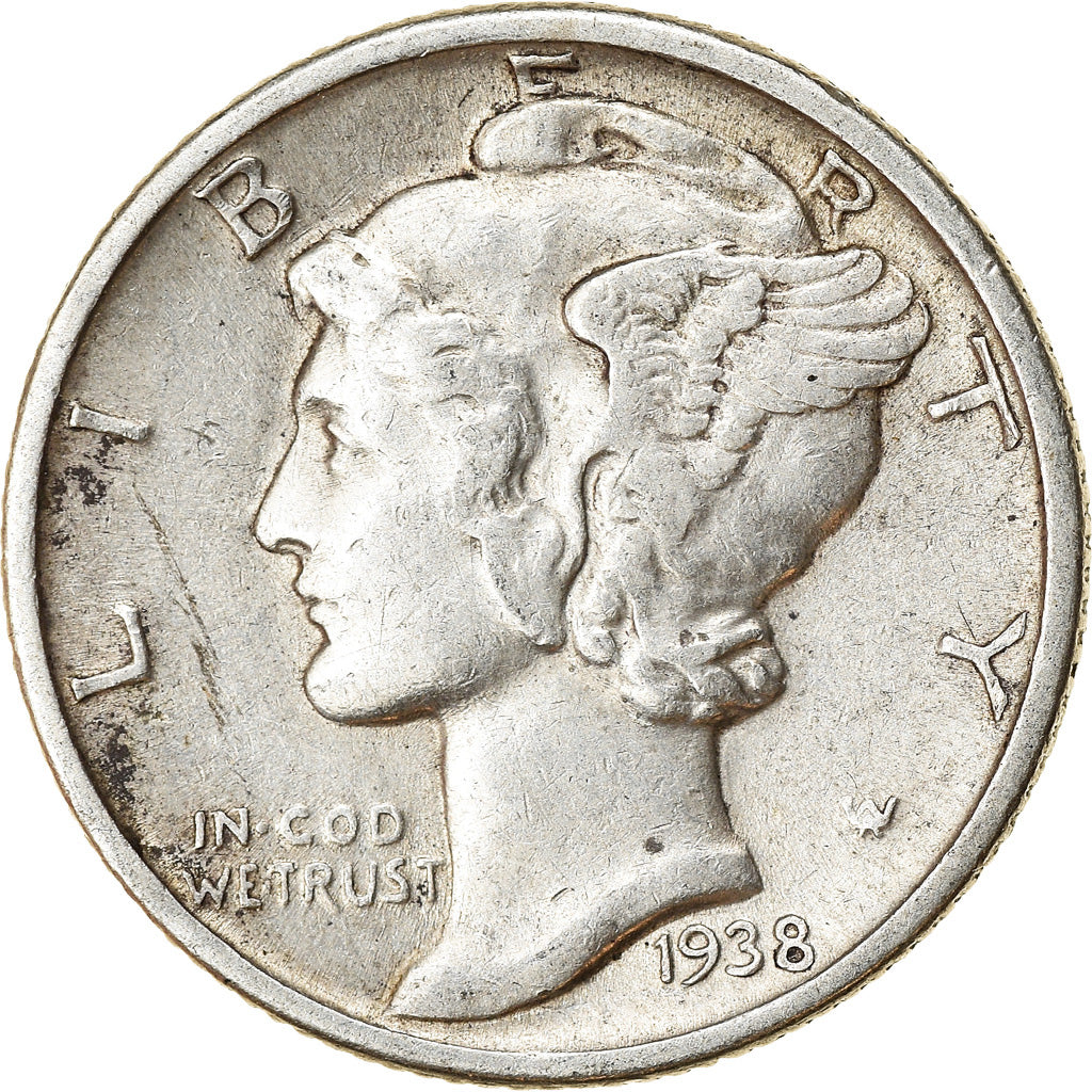 Münze, Vereinigte Staaten, Mercury Dime, Dime, 1938, U.S. Mint, Philadelphia
