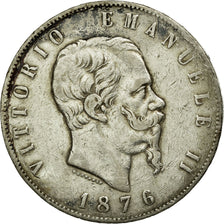 Münze, Italien, Vittorio Emanuele II, 5 Lire, 1876, Rome, S, Silber, KM:8.4