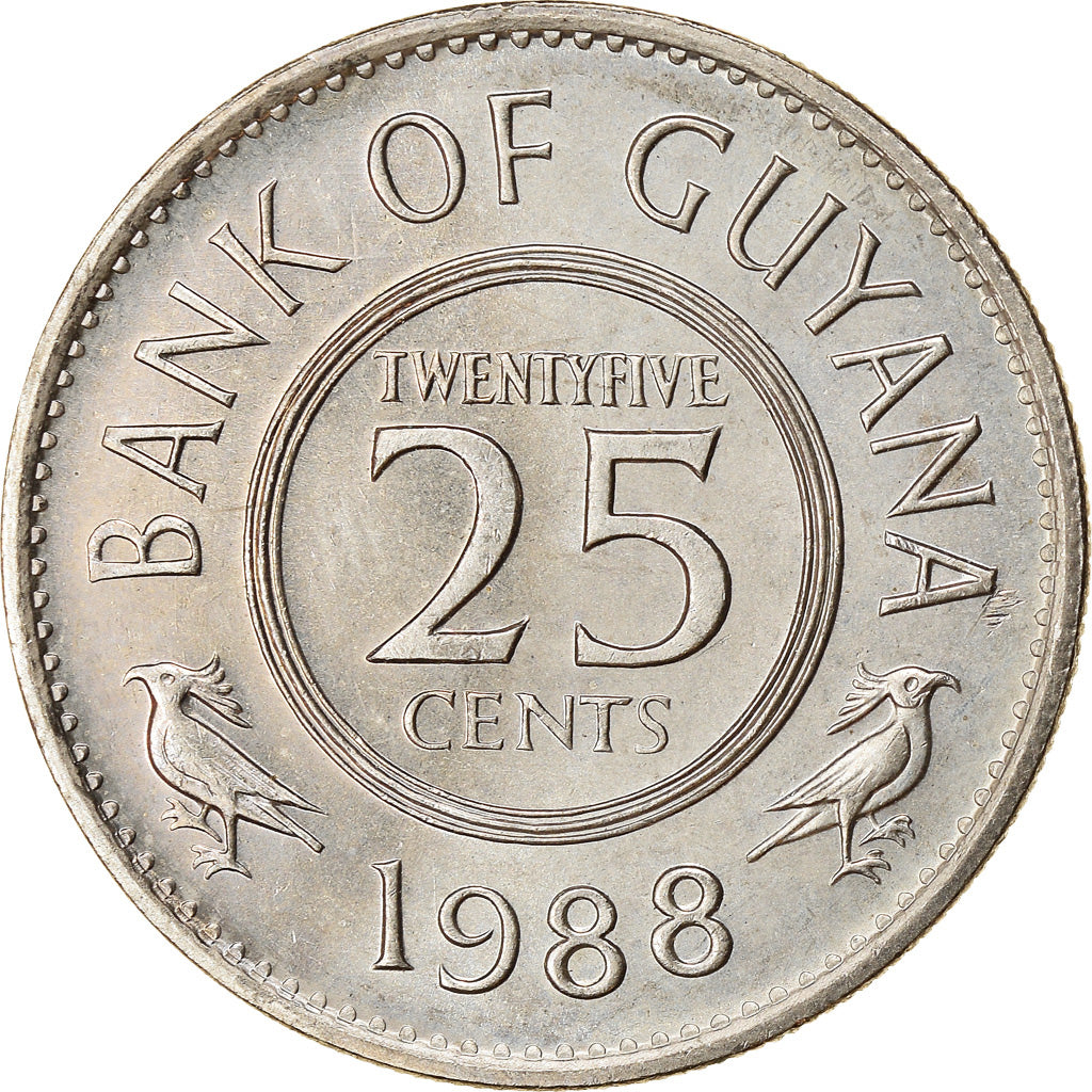 Monnaie, Guyana, 25 Cents, 1988, TTB, Copper-nickel, KM:34