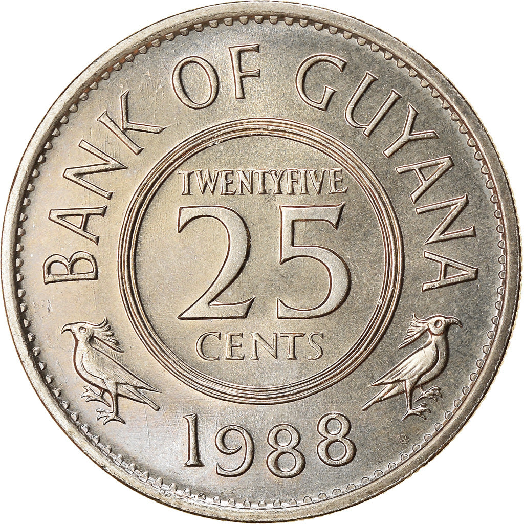 Moneta, Guyana, 25 Cents, 1988, SPL-, Rame-nichel, KM:34
