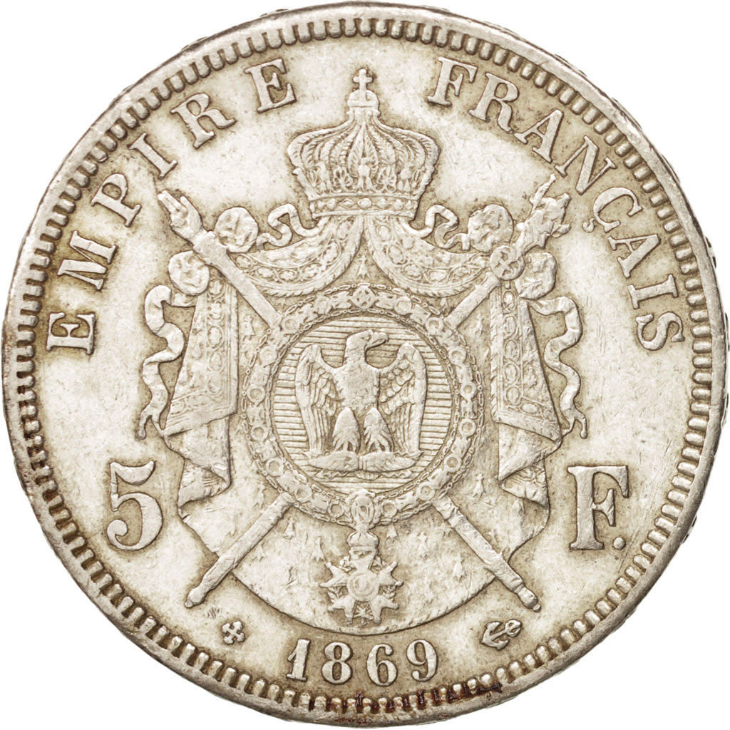 Coin, France, Napoléon III, 5 Francs, 1869, Strasbourg, EF(40-45), Silver