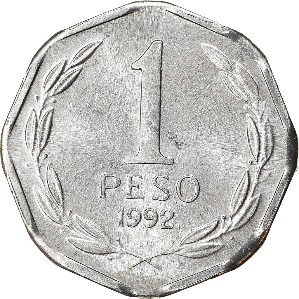 Moneda, Chile, Peso, 1992, Santiago, MBC, Aluminio, KM:231