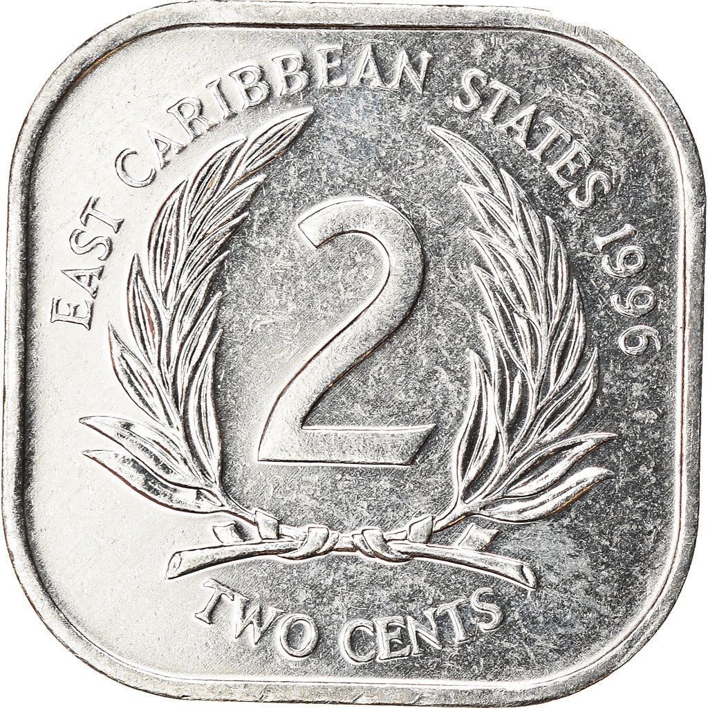 Monnaie, Etats des caraibes orientales, Elizabeth II, 2 Cents, 1996, SUP