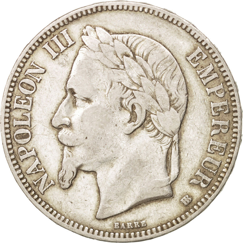 FRANCE, Napoléon III, 5 Francs, 1868, Strasbourg, KM #799.2, VF(30-35), Silver,