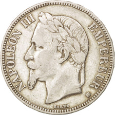 FRANCE, Napoléon III, 5 Francs, 1868, Strasbourg, KM #799.2, VF(30-35), Silver,