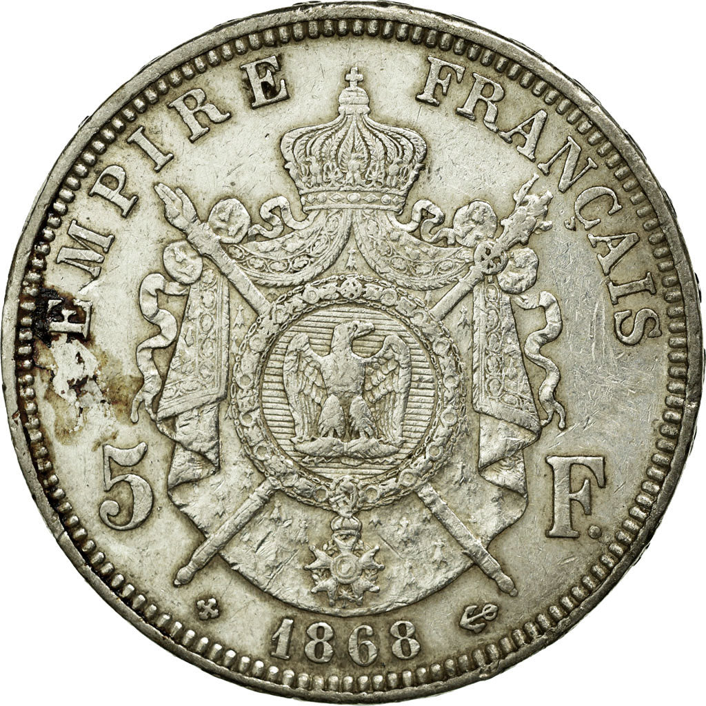 Coin, France, Napoléon III, 5 Francs, 1868, Strasbourg, EF(40-45), Silver
