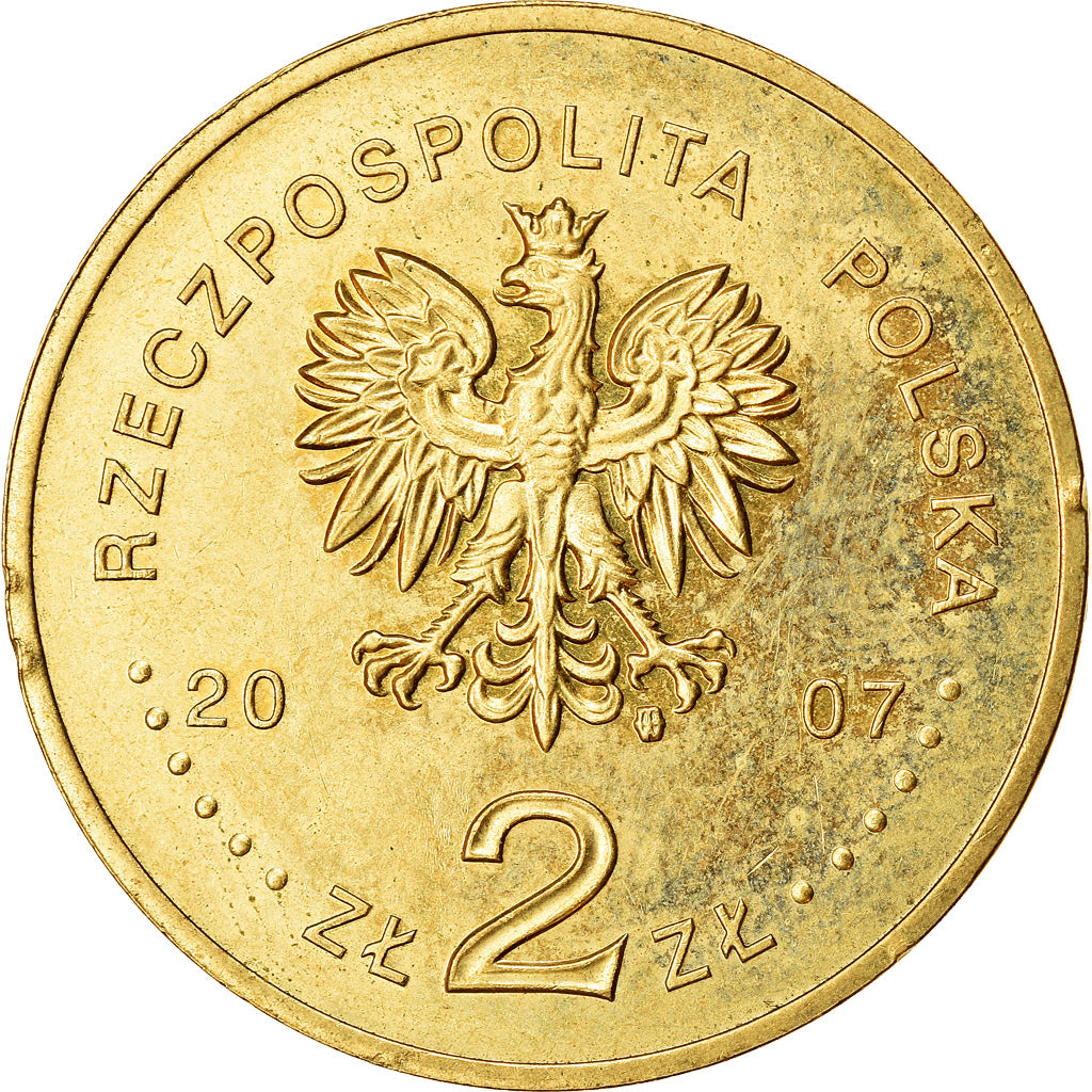 Moeda, Polónia, 2 Zlote, 2007, Warsaw, AU(55-58), Latão, KM:622