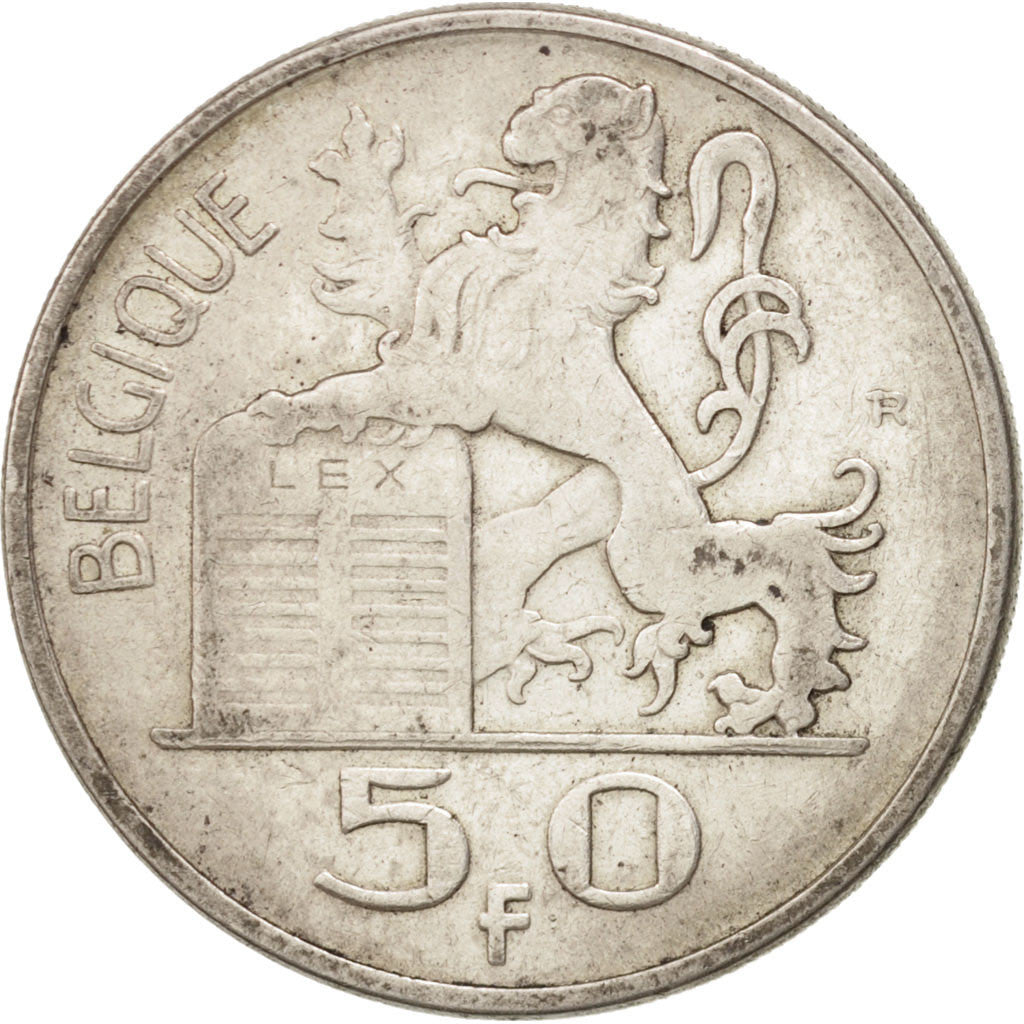 BELGIUM, 50 Francs, 50 Frank, 1949, KM #136.1, EF(40-45), Silver, 30, 12.58