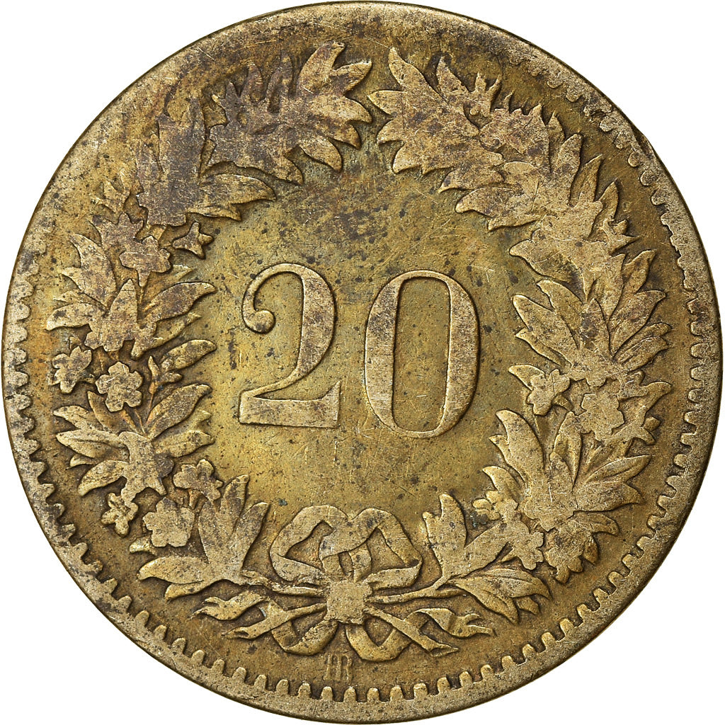 Coin, Switzerland, 20 Rappen, 1850, VF(20-25), Billon, KM:7