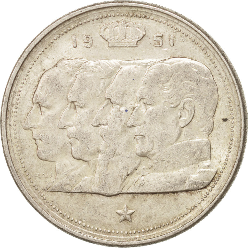 BELGIUM, 100 Francs, 100 Frank, 1951, KM #139.1, EF(40-45), Silver, 33, 18.05