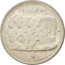BELGIUM, 100 Francs, 100 Frank, 1951, KM #139.1, EF(40-45), Silver, 33, 18.05