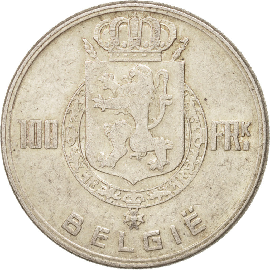 BELGIUM, 100 Francs, 100 Frank, 1951, KM #139.1, EF(40-45), Silver, 33, 18.05