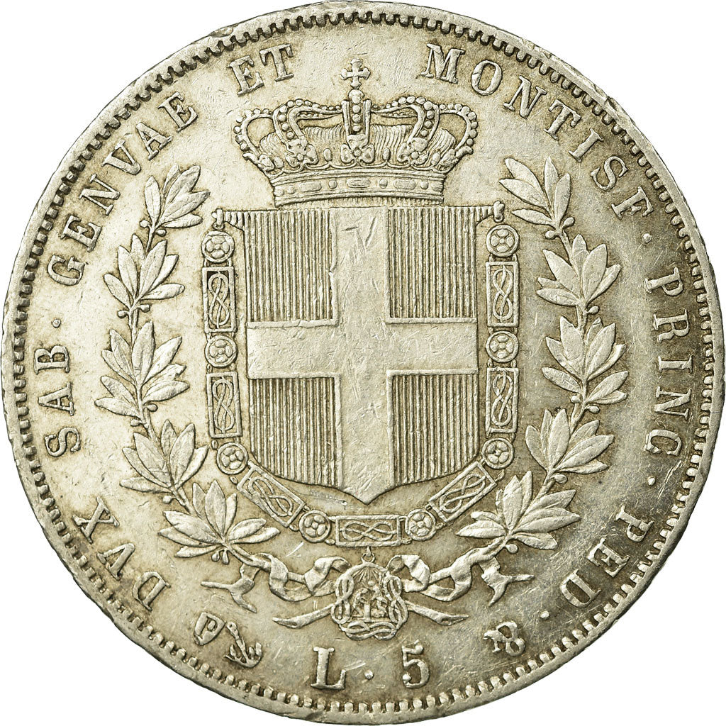 Coin, ITALIAN STATES, SARDINIA, Vittorio Emanuele II, 5 Lire, 1854, Genoa