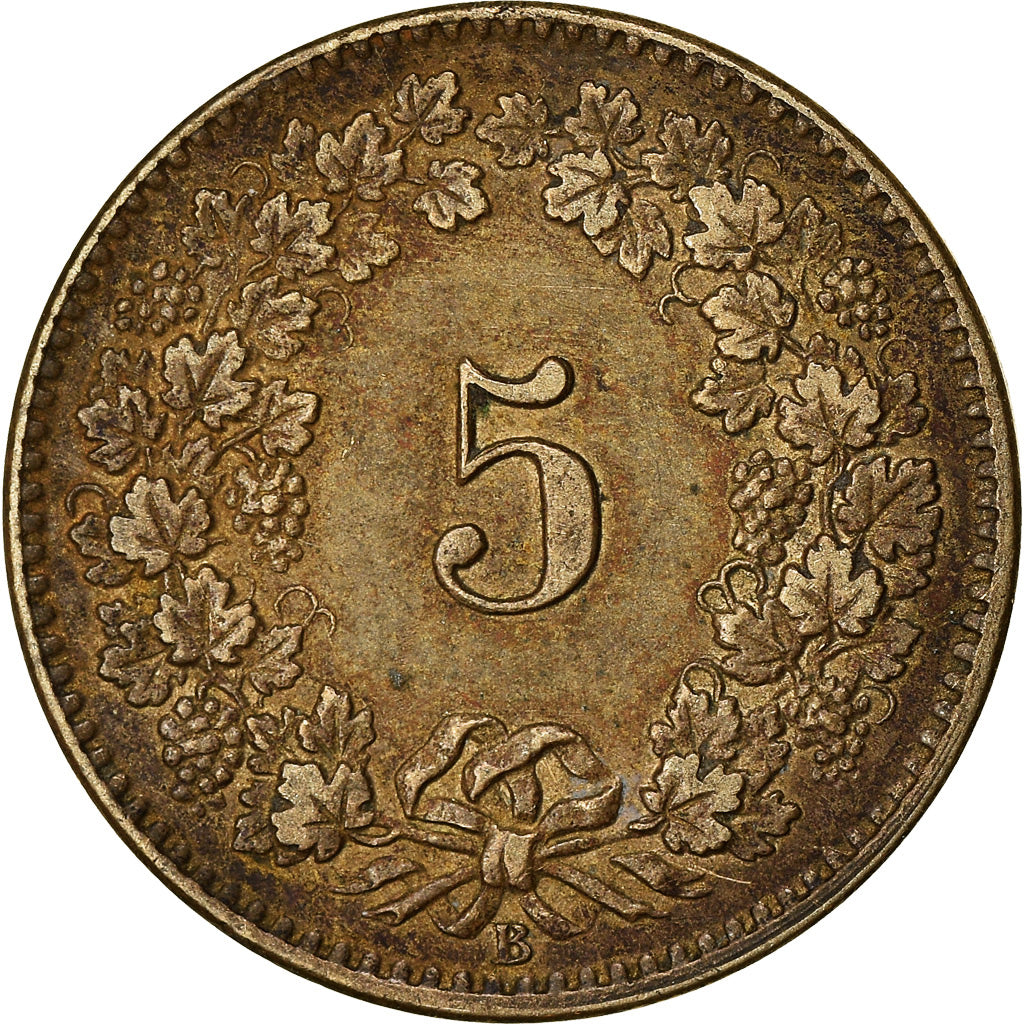 Coin, Switzerland, 5 Rappen, 1872, EF(40-45), Billon, KM:5