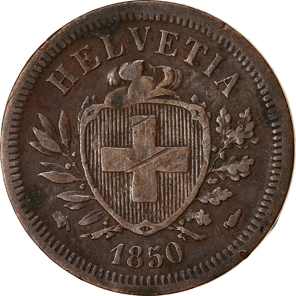Monnaie, Suisse, Rappen, 1850, TB+, Bronze, KM:3.1