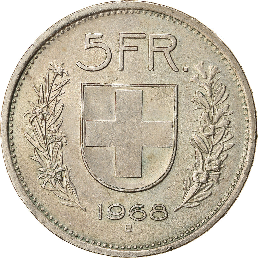 Coin, Switzerland, 5 Francs, 1968, Bern, EF(40-45), Copper-nickel, KM:40a.1