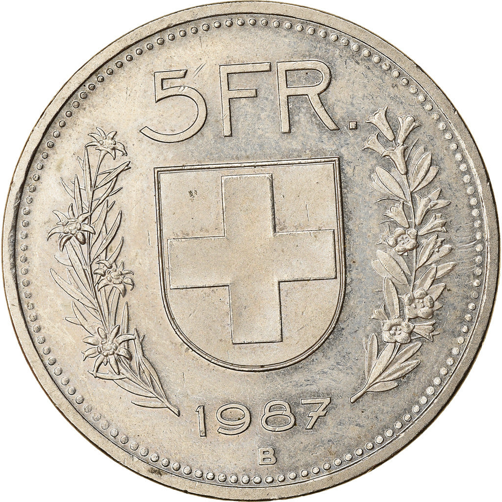 Münze, Schweiz, 5 Francs, 1987, Bern, SS, Copper-nickel, KM:40a.3