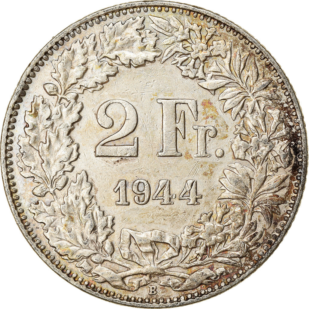 Moneta, Svizzera, 2 Francs, 1944, BB, Argento, KM:21